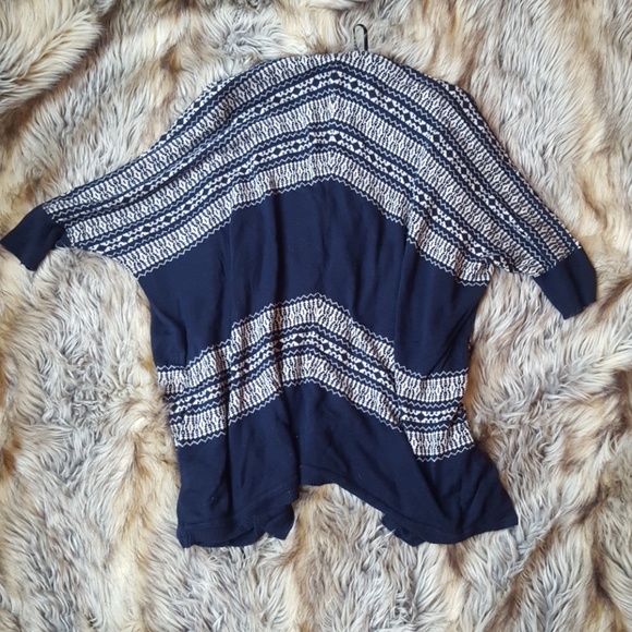 Blue and tan open shawl cardigan - Picture 5 of 5